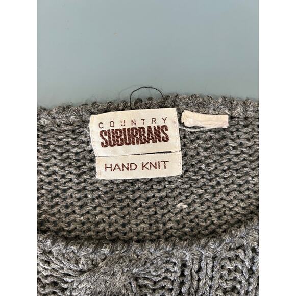 Country Surburban vintage hand knit sweater vest grey womens M - Picture 4 of 7